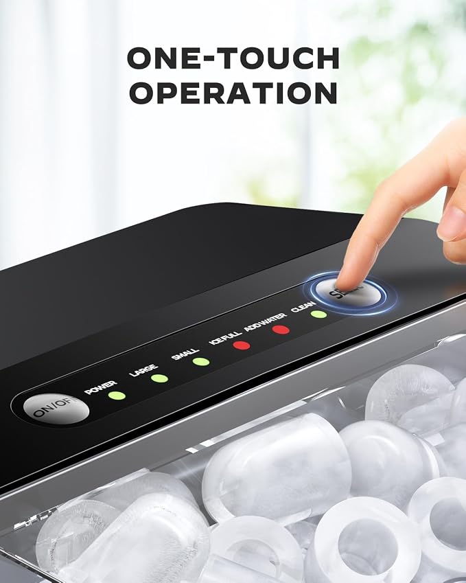 Ice Maker Countertops, Ice Machine with Self-Cleaning 1.8L Water Tank Large Ice Basket, Portable Ice Maker Produces 9 Ice Cubes in Just 6 Minutes Ideal for Home Kitchens and RVs