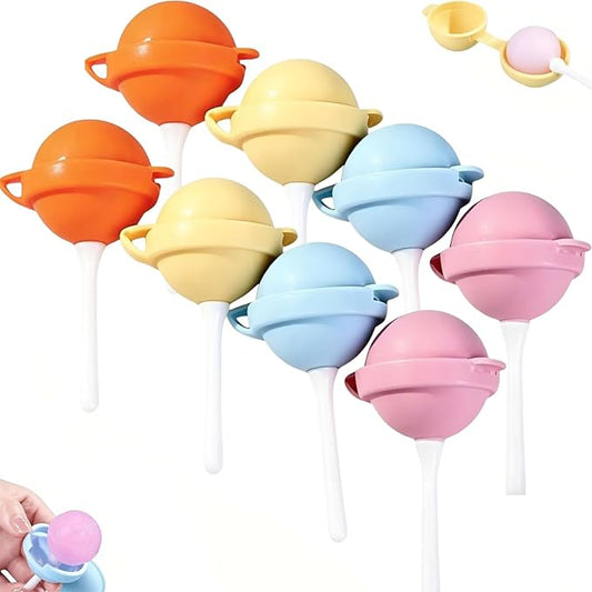 8PCS Silicone Lollipop Popsicle Molds,Reusable Homemade Popsicle Molds, DIY Ice Pop Maker for Kids, BPA Free Reusable Ice Cream Molds with Sticks(radom,with funnel)