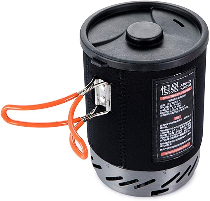 Fire-Maple Fixed Star 1 Backpacking and Camping Stove System, Black 18oz | 30% Faster Boil with HX Base, Piezo Ignition, Compact & Durable, All-in-One Pot, Compatible with Most Canisters, Portable