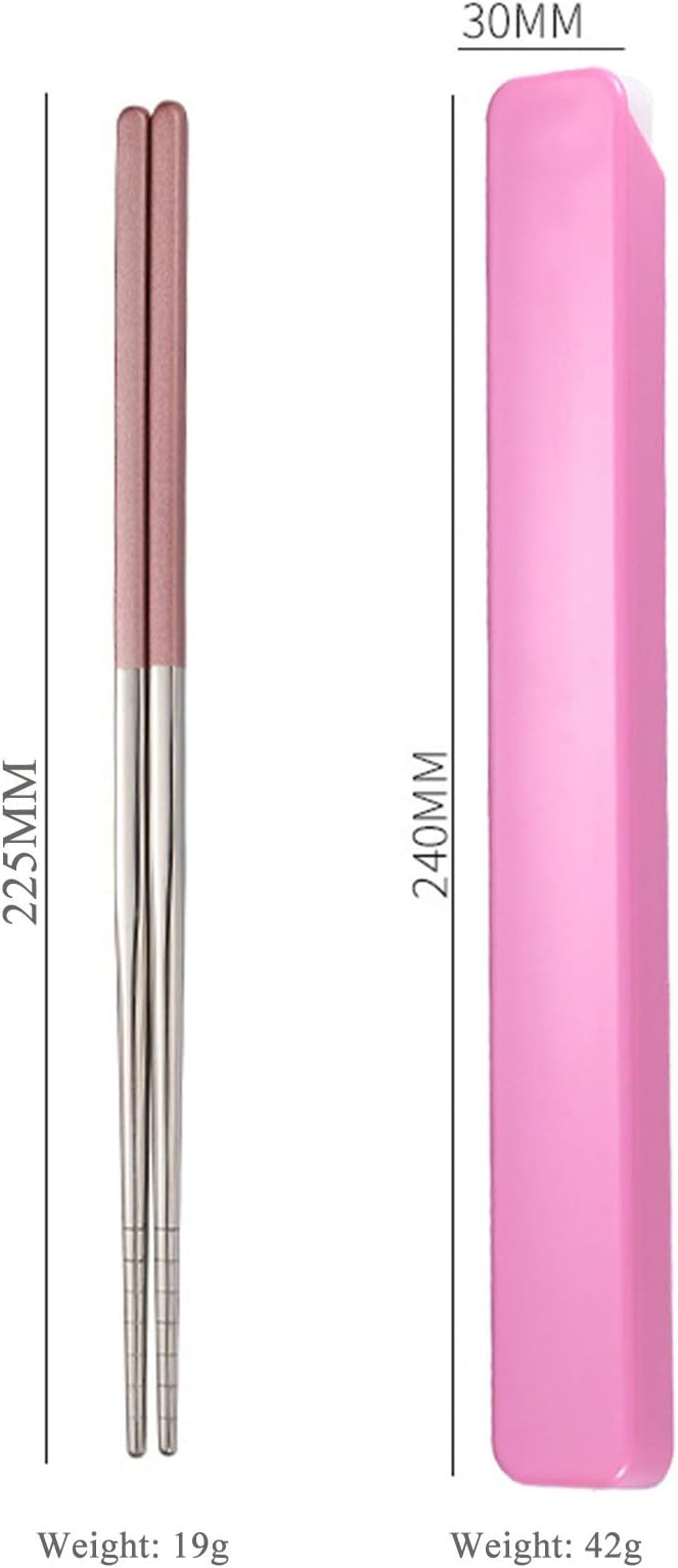 Metal Chopsticks With Case, 3 Pairs, Light Blue Green Pink | Reusable, Dishwasher Safe, Square Lightweight Non-Slip, Portable For Travel Camping Bento Box