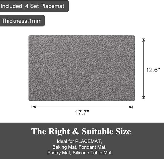 ME.FAN Silicone Placemats [17.7''x12.6''] Heat-Resistant Thicken Non-Slip Tablemats Non-Skid Table Mats Set of 4 (Wine Red)