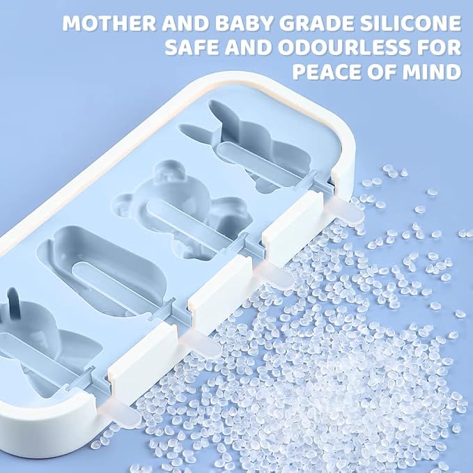 Generic Popsicles Molds, Mini Popsicle Molds for Kids Baby Cute Shapes Silicone Popsicle Molds BPA Free Reusable Ice Cream Mold Popsicle Maker Homemade DIY Set (2Pcs Paws&Animals)