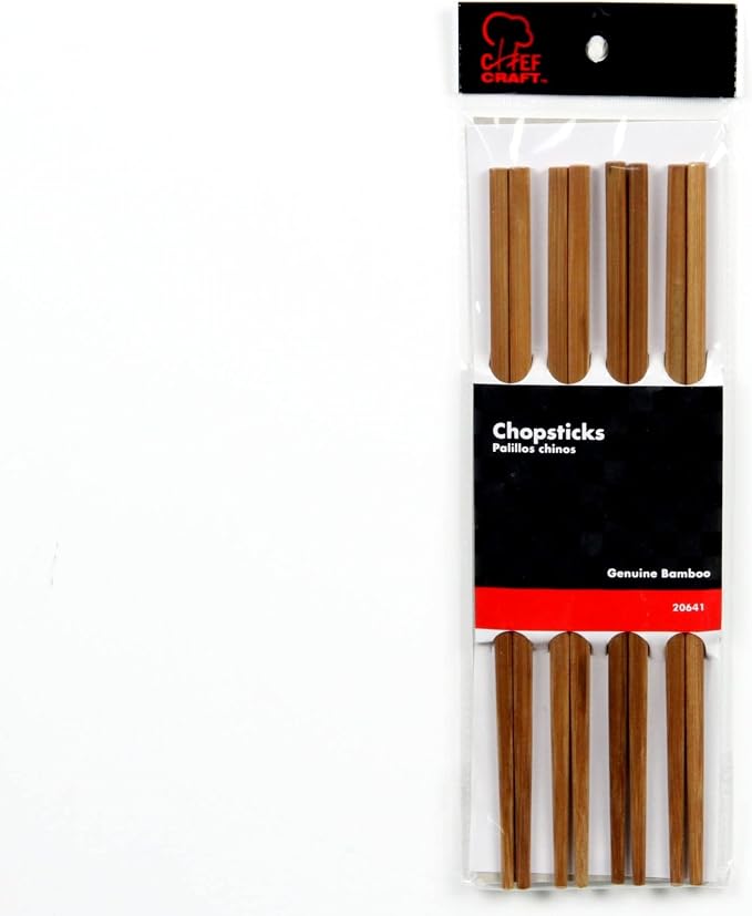 Chef Craft Select Bamboo Chopsticks 4 piece set, Natural (Pack of 2)