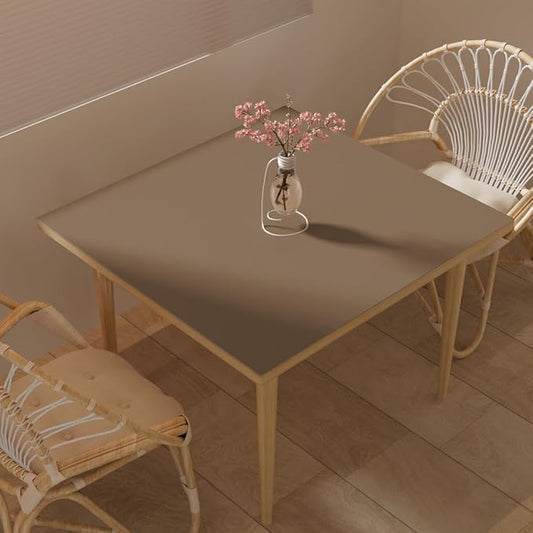 Desk Cover Protector - Used for Square Table Waterproof and Easy to Clean Good Flatness Easy to Used for Dining Table(Mud Color+Champagne Gold 44x44)