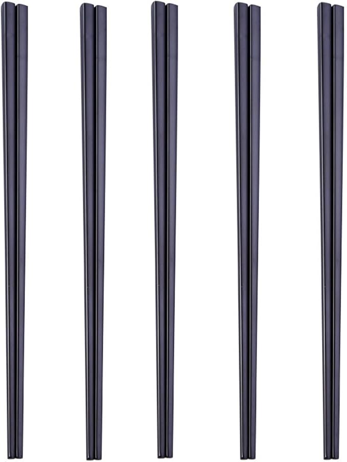 Stainless Steel Chopsticks,Reusable ,Dishwasher Safe , Easy to Use（5 PCS,black）