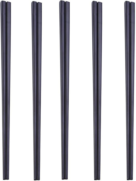 Stainless Steel Chopsticks,Reusable ,Dishwasher Safe , Easy to Use（5 PCS,black）