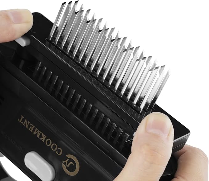 Meat Tenderizer Tool with 48 Stainless Steel Ultra Sharp Needle Blades, Detachable Kitchen Cooking Tool Best For Tenderizing, BBQ, Marinade