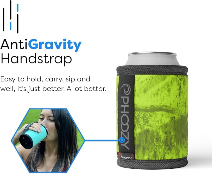 PHOOZY Insulated Can Cooler for 12 oz Cans - Patented Drink Sleeve with NASA-Inspired Technology - Keeps Beer, Soda & Sparkling Water Cold Longer - Lightweight Outdoor Can Holder - Green