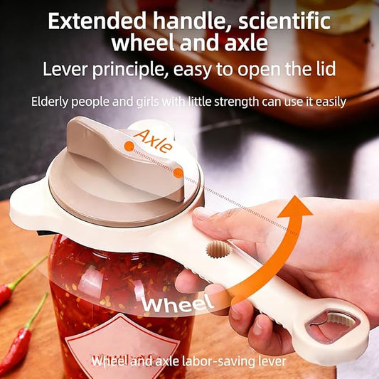 2026 New 4-in-1 Jar Opener ， Adjustable Stainless Steel ， Jar Openers for Seniors & Weak Hands ， Multifunctional Can Opener & Lid Opener for Jars, Bottles & Cans