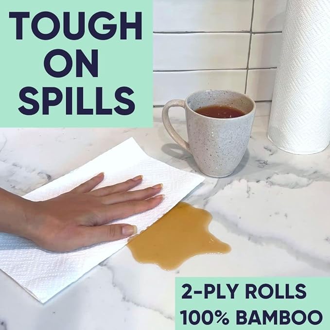 Save Trees Bamboo Paper Towels 12pk - 1800 Sheets Paper Towel Rolls Ultra Absorbent & Durable EcoTowels - FSC-Certified, Vegan Bamboo Kitchen Rolls