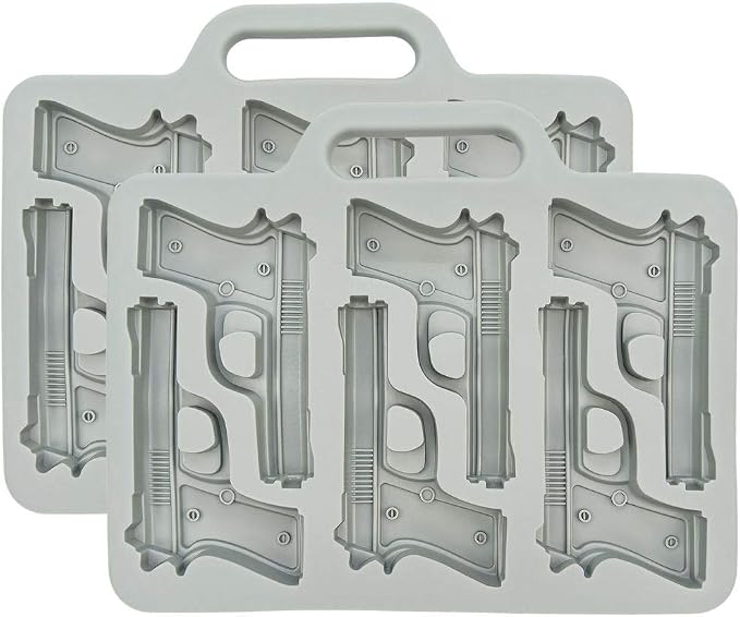 Handgun Ice Cube Tray, 2 Pack - Fairly Odd Novelties - Fun Gun Military Novelty Mold White Elephant Gift