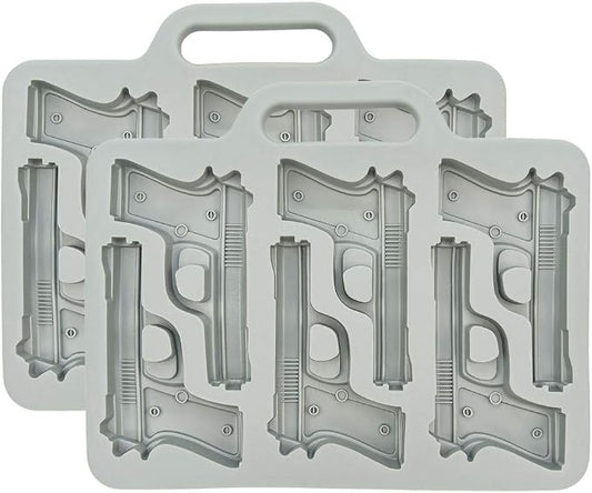 Handgun Ice Cube Tray, 2 Pack - Fairly Odd Novelties - Fun Gun Military Novelty Mold White Elephant Gift
