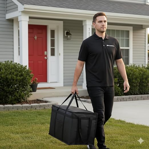 Insulated Food Delivery Bag, XXXL Insulated Reusable Grocery Cooler/Hot Bags, Tote Bag for Shopping/Travel/Doordash, Catering Bag Doordash 22x14x13, Black, 1-Pack | XXXL Cooler/Hot Bags, Insulated Tote Bag for Pizza Delivery/Shopping/Travel/Drivers/Pic...