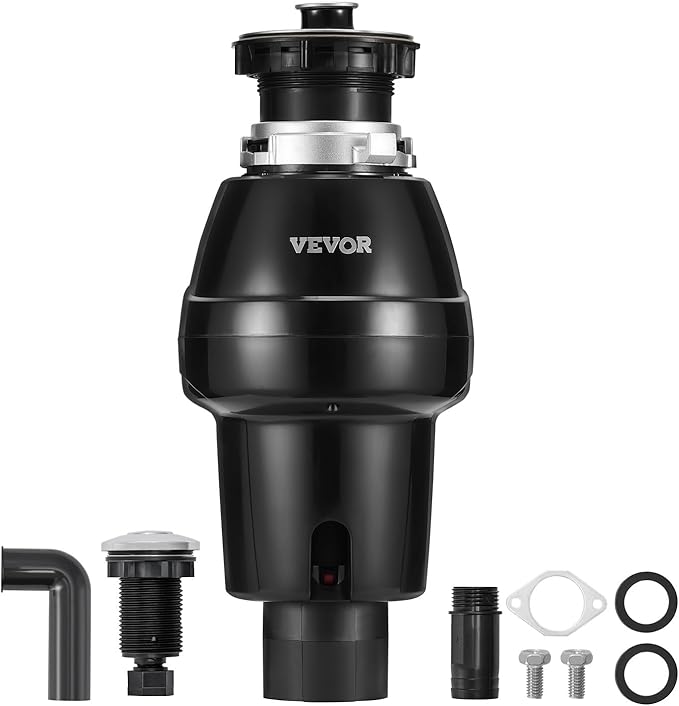 VEVOR Garbage Disposal, 3/4HP 3250RPM DC Motor, Continuous Feed Food Waste Sink Disposer, EZ Connect Food Waste Grinding System with Sound Reduction, Power Cord and Splash Guard, for Kitchen