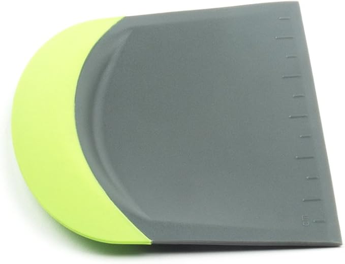 Fox Run Dough and Bowl Scraper, 4.75" Flat Edge Bench Scraper, Green | Durable & Dishwasher Safe Nylong & Silicone Bench Scraper | Easily Scrape Dough, Scrape Bowls & Cut Dough | Baking Gadget