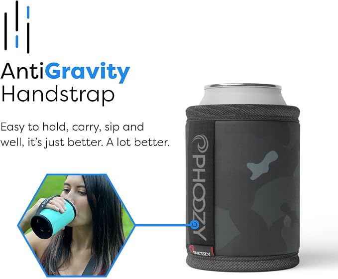 PHOOZY Insulated Can Cooler for 12 oz Cans - Patented Drink Sleeve with NASA-Inspired Technology - Keeps Beer, Soda & Sparkling Water Cold Longer - Lightweight Outdoor Can Holder - Black Camo