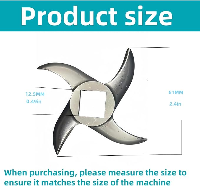 #12 Meat Grinder Blade Premium Stainless Steel Knife Cutter Replacement for Grinders,Meat Grinder Blades Replacement Parts,Please check the size and shape(2 Pcs)