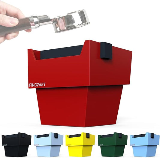 Espresso Knock Box, 5.4 in, Barista Style Espresso Grounds Knock Box, Removable Silicone Knock Rod, Silicone Non-Slip Base, Espresso Maker Accessory (Red)