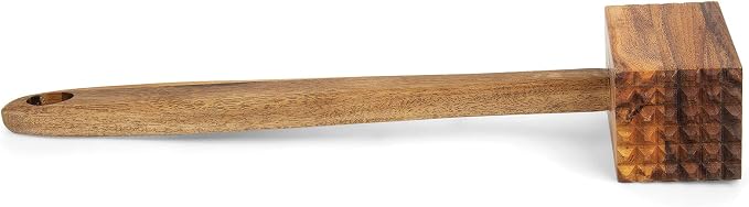 Ironwood Gourmet Acacia Wood Meat Tenderizer, 11.5-inches, Brown | Beautiful Acacia Wood Meat Tenderizer Mallet | Breaks Up Tough Fibers For Better Meals | Seafood & Ice Mallet | Meat Hammer