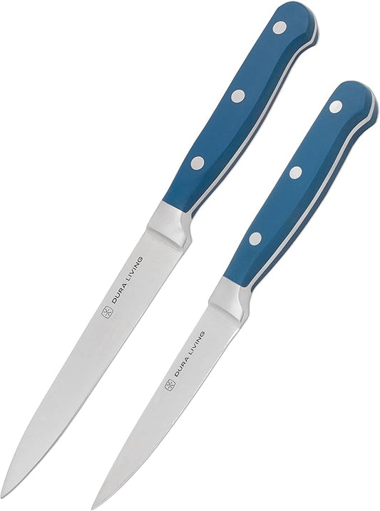DURA LIVING 2-Piece Premium Kitchen Knife Set - Ultra-Sharp 5" Utility Knife & 3.5" Paring Knife, High Carbon Stainless Steel, Forged for Precision, Multipurpose Cooking Knives with Ergonomic Handles