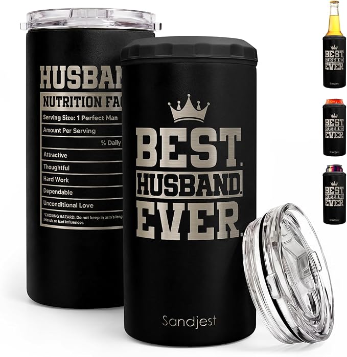 Gift for Husband Can Cooler Stainless Steel 12oz, Insulated Tumbler for Men, Travel Cans Koozie, Gifts for Birthday, Christmas