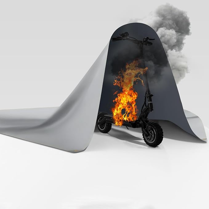 FLASLD Fireproof Lithium Battery Cover 47×47 inch, Fastest & Simplest Way to Isolate and Extinguish Small Fires, Fire Blanket for E-Scooter and E-Bike Grey