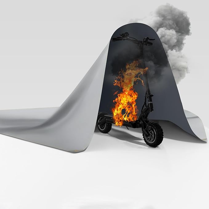 FLASLD Fireproof Lithium Battery Cover, Fastest & Simplest Way to Isolate and Extinguish Small Fires, Fire Blanket for E-Scooter and E-Bike (59×59 inch - Grey)