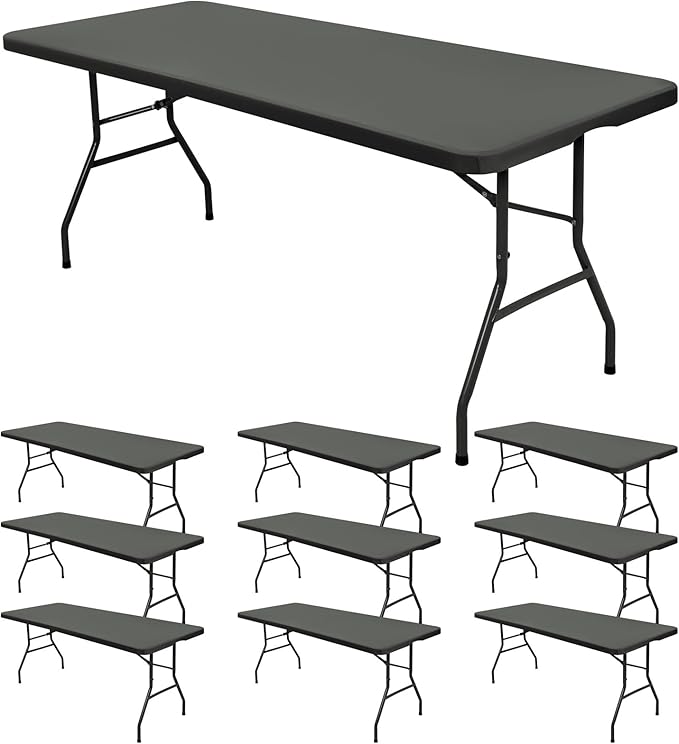 10 Pack Stretch Fabric Table Top Cap Cover, fits 6' Tables, Spandex Table Covers Washable Elastic Rectangle Tablecloth Protector for Indoor Outdoor Party Picnic Wedding, Gray, 30" W x 72" L