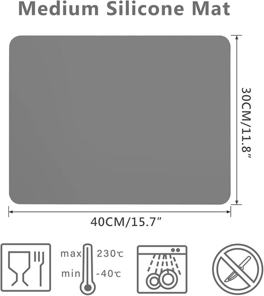 Gartful 3PCS Silicone Sheet for Crafts, Epoxy Resin, Jewelry Casting Molds, Multi-Purpose Counter Pad, Placemat Table Mat, Desk Protector, Nonskid Nonstick, Dark Grey (15.7x11.8 inches)