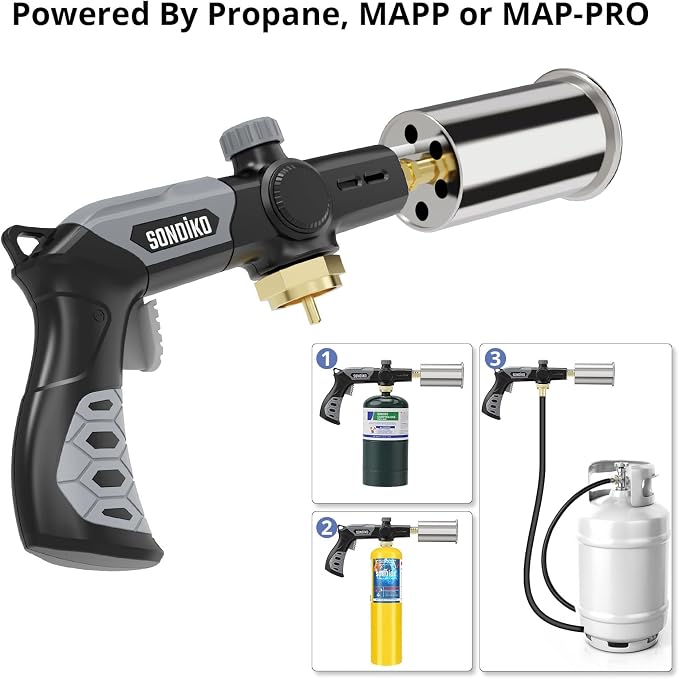 Sondiko Powerful Grill & Cooking Propane Torch L8010, 2 Pack | Grill & Cooking, Sous Vide, Campfire Starter, Adjustable Wood Torch Burner, Propane Tank Not Included
