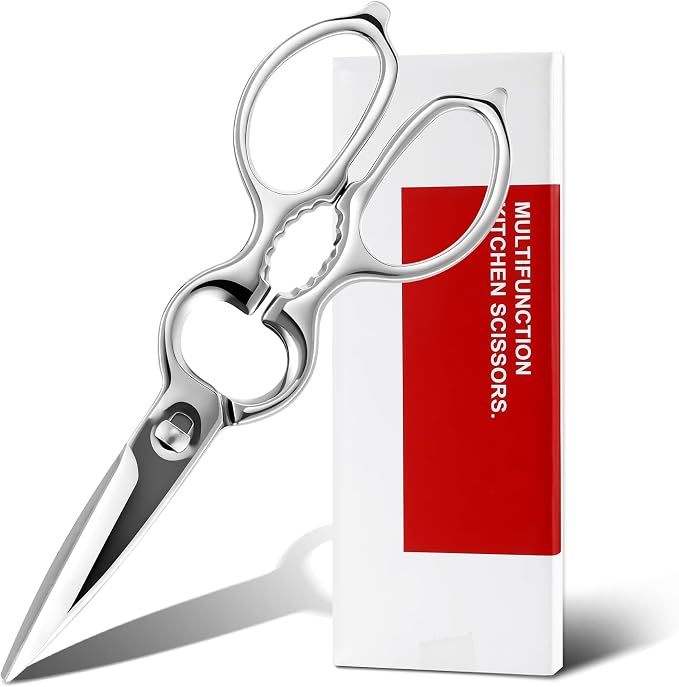 Detachable Mirror-Finish Kitchen Shears All-Steel Forged Kitchen Scissors | Upgraded Version, Heavy Duty All Stainless Steel, Ultra Sharp Micro Serrated Blade, Chef Scissors For Food Poultry Meat Pizza