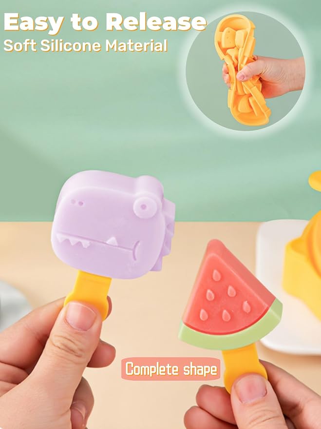 Lemon Popsicle Molds for Kids & Toddlers – Fun Mini Silicone Ice Pop Maker, Food Grade & Family Safe, Fruit Ice Cream Mold Set (Yellow-lemon(6 pieces))