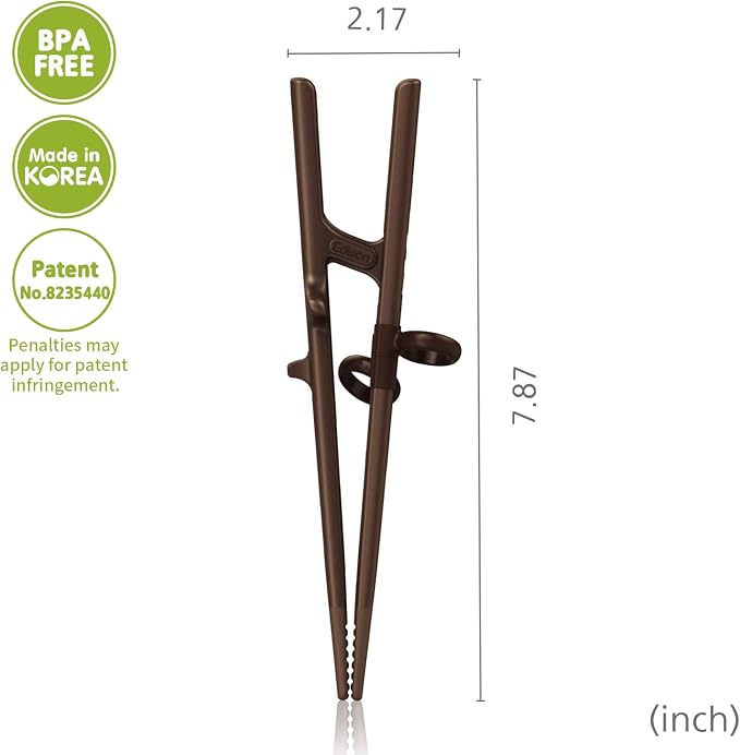 Left Handed Training Chopsticks - Beginner Helper, Brain Trainer, Easy Practice Chopsticks - Made in Korea