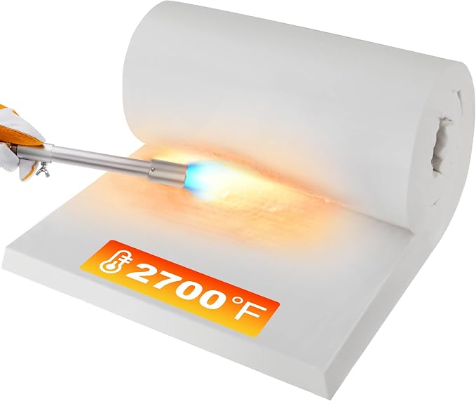 MMasters 48"*16"*1" Ceramic Fiber Insulation Blanket, Fireproof & Heat Resistant Up to 2700°F, Ideal for Wood Stove Baffle, Fireplaces, Kilns, Forges, Pizza Ovens, and More
