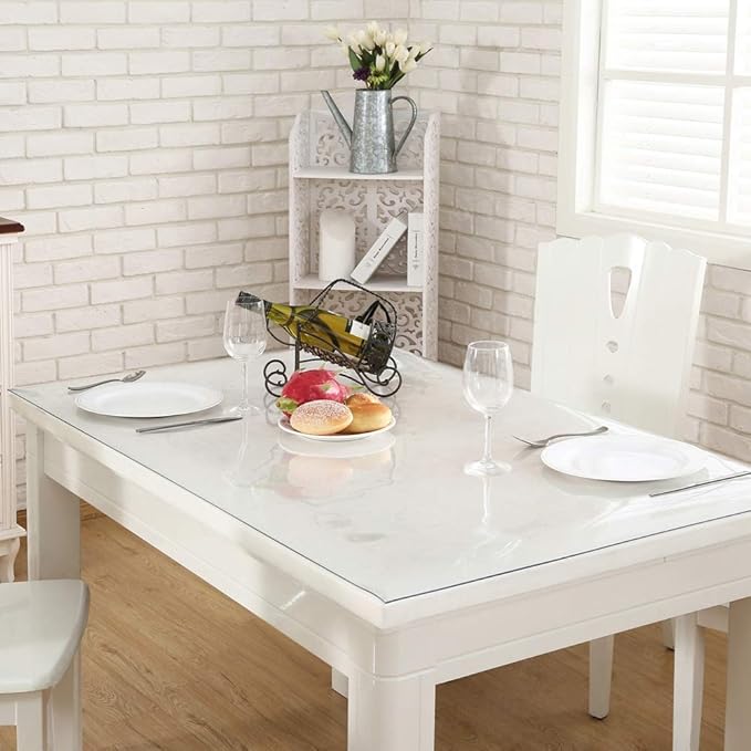 NECAUX Custom 18 x 39.4 Inch Clear Desk Cover Protector, 1.5mm Thick Plastic Desk Pad, Desk Protector Clear, Desk Mat on top of Desk, Clear Table Cover Protector for Computer Writing Desk, Side Table