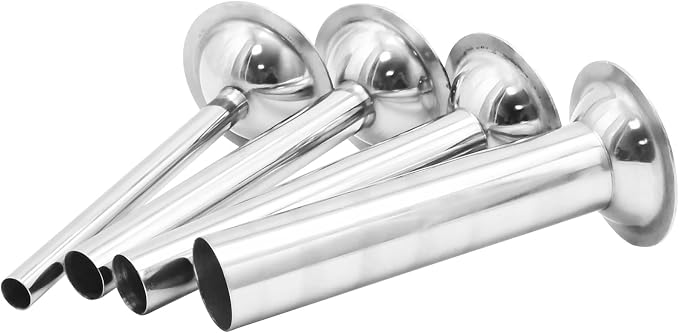 Hoypeyfiy 4Pcs #8 Sausage Stuffing Tubes, Stainless Steel Sausage Stuffer Kit for Meat Grinder Kitchenaid Plastic FGA Food Grinder