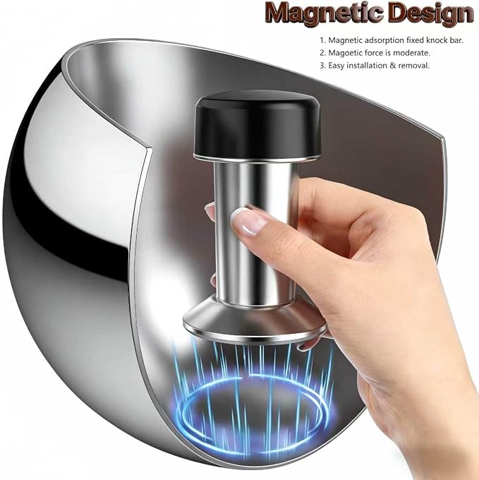 Upgraded Stainless Steel Espresso Knock Box Coffee Knock Box with Glass Lid and Magnetic Removable Knock Bar, Holds 20Double Espresso pucks & Coffee Grounds (Silver)