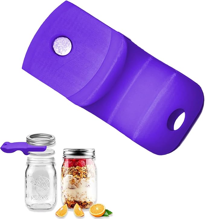 Mason Jar Opener Canning Tool,Canning Jar Opener, Releases Vacuum Seal on Wide Mouth and Regular Mouth Lids,Magnetic Jar Lid Lifter for Canning. Pickling and Home Food Storage (Purple)