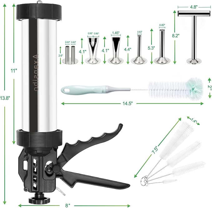 Large Capacity Jerky Gun Kits, Jerky Cannon, Stainless Steel Jerky Maker, Jerky Shooter, Meat Gun, Beef Deer Jerky Making Gun Kit, Gifts for Women Men