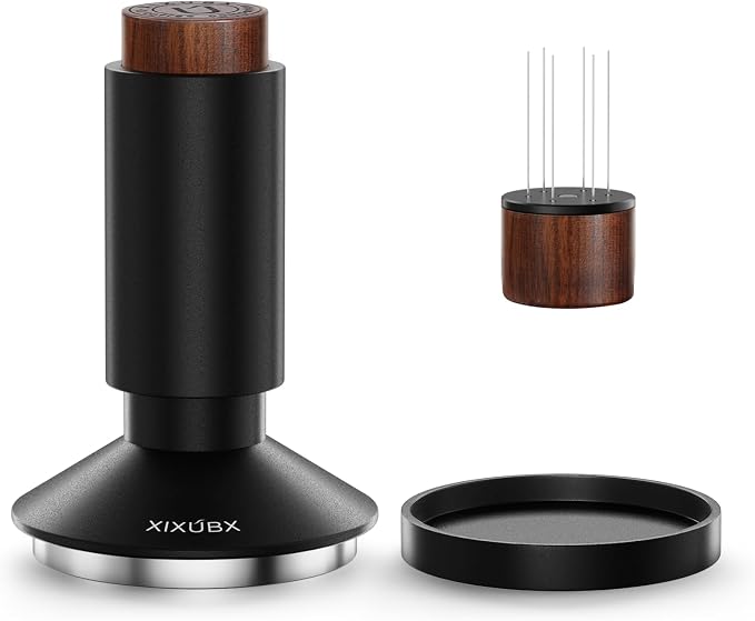 XIXUBX 2-in-1 Espresso Tamper & Magnetic WDT Tool, 51mm Spring Loaded Tamper with Corrugated Base & Cover, Anodized Aluminum Handle, Fits XIXUBX and Other 51mm Portafilter Espresso Machines