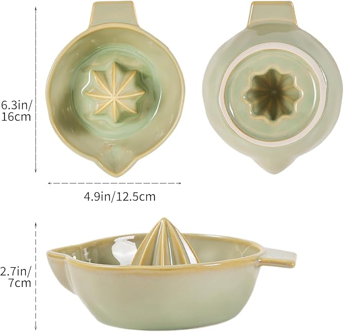 Ceramic Lemon Juicer Reamer Manual Citrus Lime Hand Squeezer Bowl Handheld | with Handle and Pour Spout, Easy to Use and Clean, Dishwasher Safe