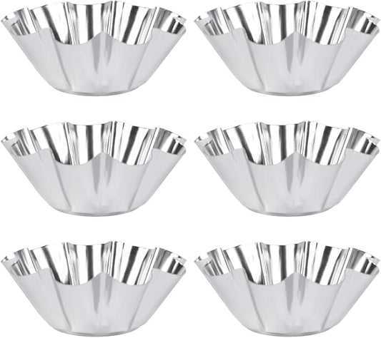 Unomor 6pcs Reusable Stainless Steel Tart and Cupcake Molds Baking Pans for Muffins Pies and Desserts Silver Kitchen Bakeware