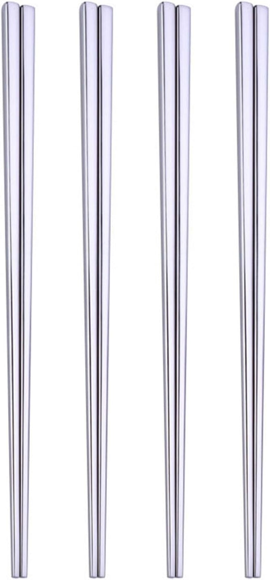 Stainless Steel Chopsticks,Reusable ,Dishwasher Safe , Easy to Use（4 PCS,silver）