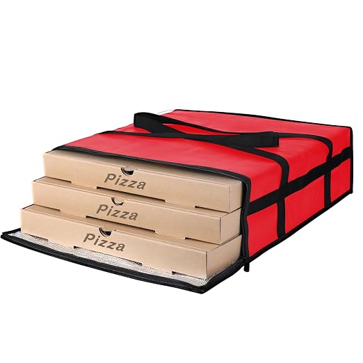 Insulated Pizza Delivery Bag for Carry Hot, 20" x 20" x 6", Red, 1Pk | Carrier Warmer for Hot/Cold Food, Insulated Food Delivery Bag, Insulated Grocery Cooler Bags for Catering/Drivers, Commercial