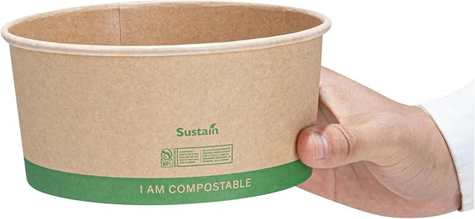 Restaurantware Paper Food Containers 50 Pack Of 44 oz Disposable Round Kraft Salad Bowls Sustainable Stackable Greaseproof Meal Prep Take Out Containers For Ice Creams, Soups, Snacks And Desserts