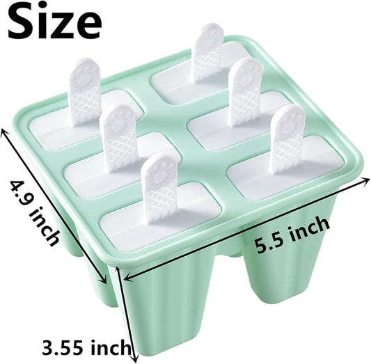 Popsicle Mold,Popsicle Molds 6 Pieces Silicone Ice Pop Molds BPA Free Popsicle Mold Reusable Easy Release Ice Pop Make (Green)