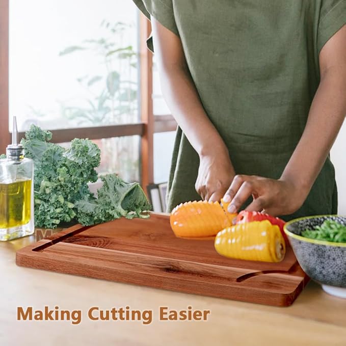 AIDEA Wood Cutting Board, Wooden Cutting Boards for Kitchen, Acacia Wood Chopping Board Set of 3 with Deep Juice Groove, for Meat, Vegetables, and Fruit