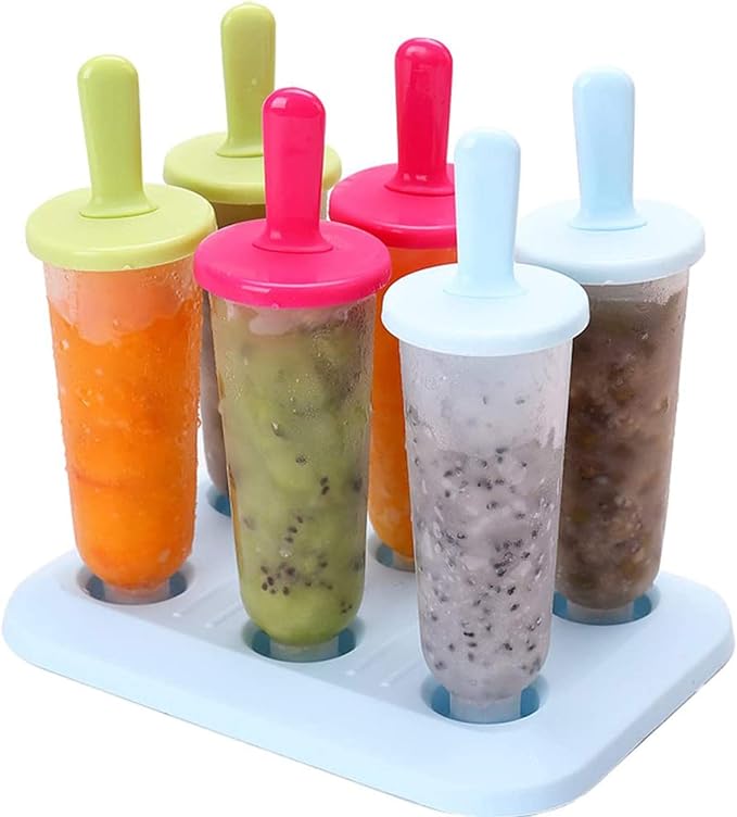 CHICHIC Popsicle Molds Ice Pop Makers Ice Pop Molds Ice Bar Maker Plastic Popsicle Mold, Kids Ice Cream Tray Holder Lolly Pops, Kitchen Supply(Mixed Large)