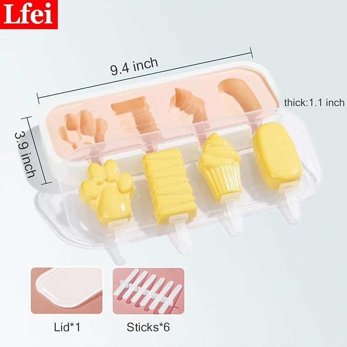 Popsicles Molds, Mini Popsicles Molds for Kids Baby Cute Shapes Silicone Popsicle Molds BPA Free Reusable Ice Cream Mold Popsicle Maker Homemade DIY Set (2Pcs Pineapple&Paws)