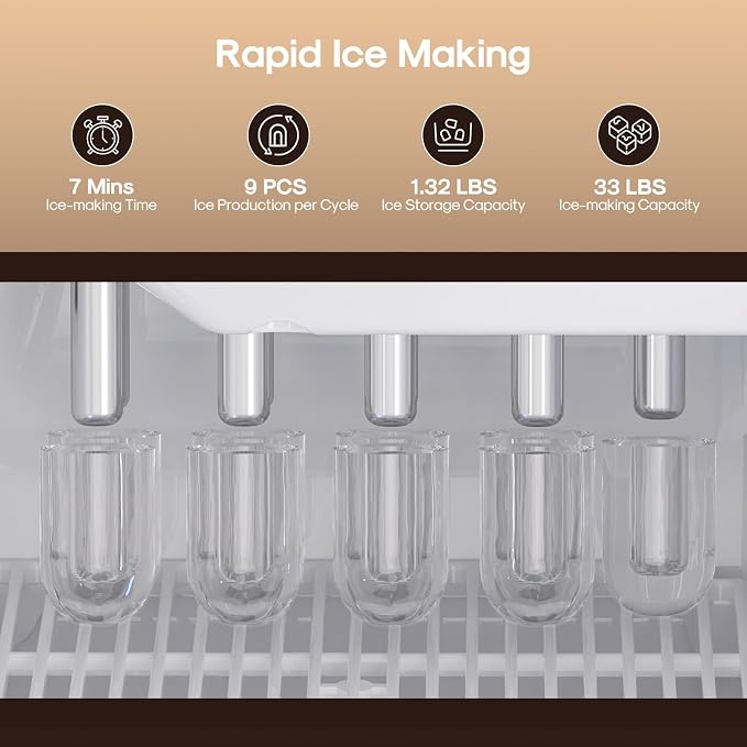 ICEPURE 4-in-1 Bottom Loading Water Cooler Dispenser with Built-in Ice Maker, Fits 3 & 5 Gallon Bottles, Hot & Cold Water with Child Lock, 33 lbs Daily Output for Home and Office